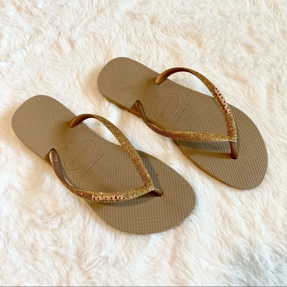 Havaianas | Shoes | Havaianas Rose Gold Glitter Flip Flops Sandals | Poshmark